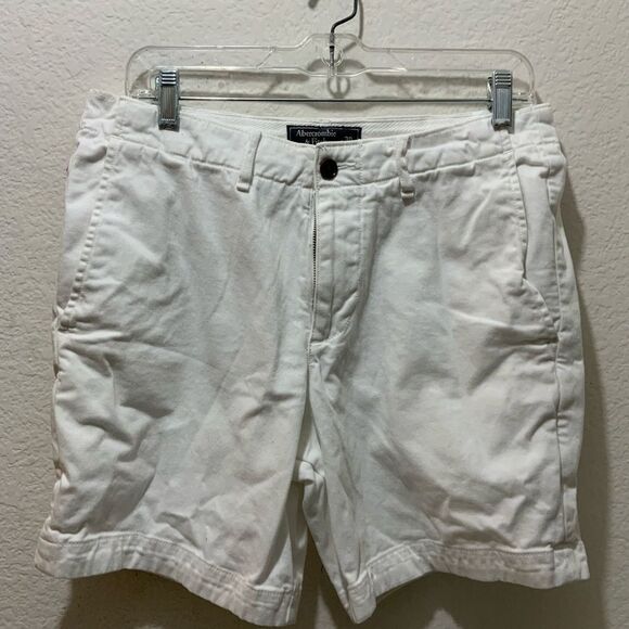 Abercrombie & Fitch Stretch White Bermuda Shorts Size 30 waist - Picture 1 of 7
